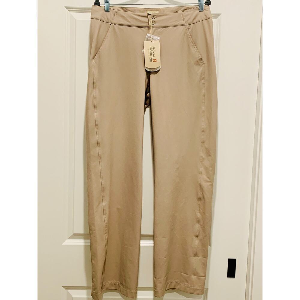 ROYAL ROBBINS Paseo Traveler Pant Women 12 Regular Khaki UPF 50+ 34137 NWT *READ